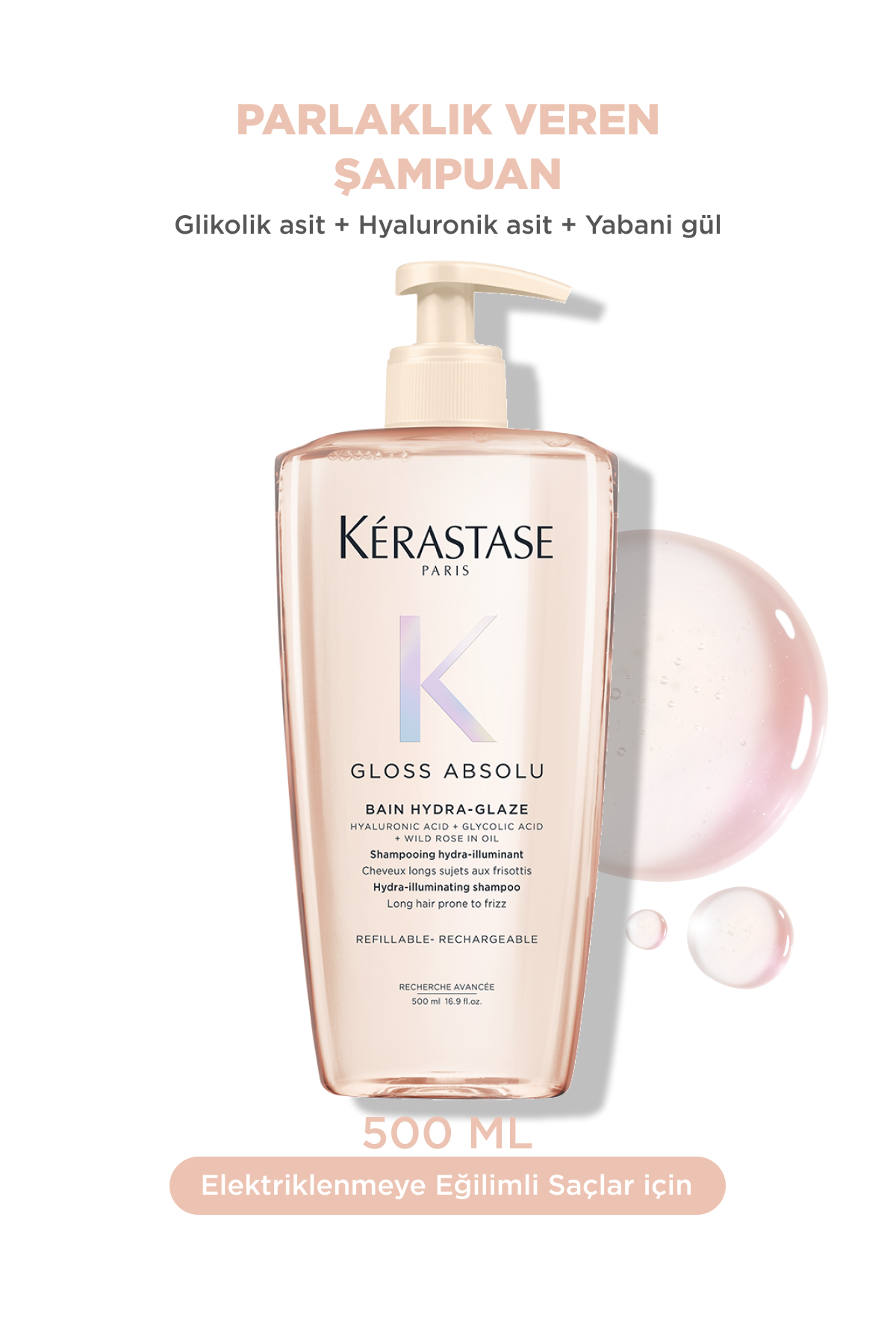 Kérastase Gloss Absolu Bain Hydra-Glaze Elektriklenmeye Meyilli Uzun Saçlar İçin Büyük Boy Şampuan