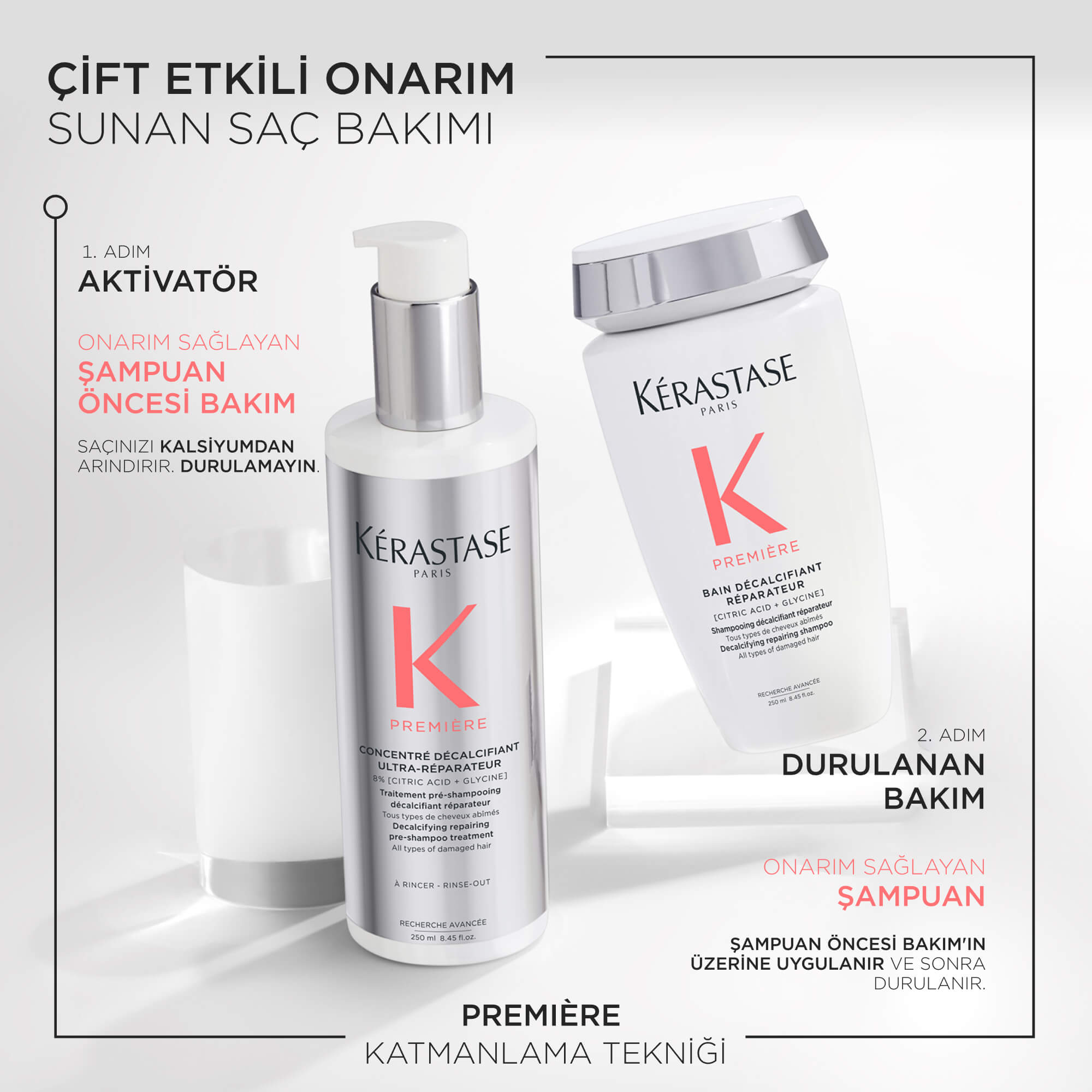 Bain Decalcifiant Reparateur Yıpranmış Saçlar için Onarım Sağlayan Şampuan