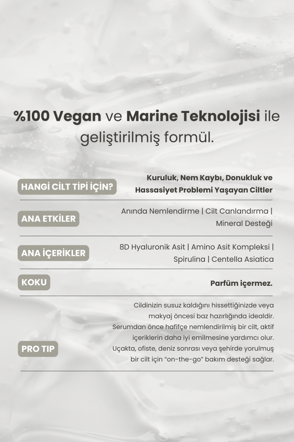 Marine Algae Nemlendirici, Gözenek Karşıtı Yüz Misti / 100 ml