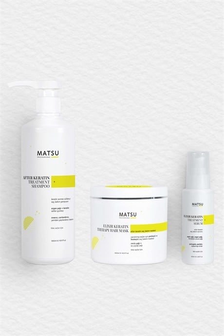 MATSU Hair Care After Keratin Shampoo+ Elixir Keratin Therapy Mask+ Elixir Keratin Serum