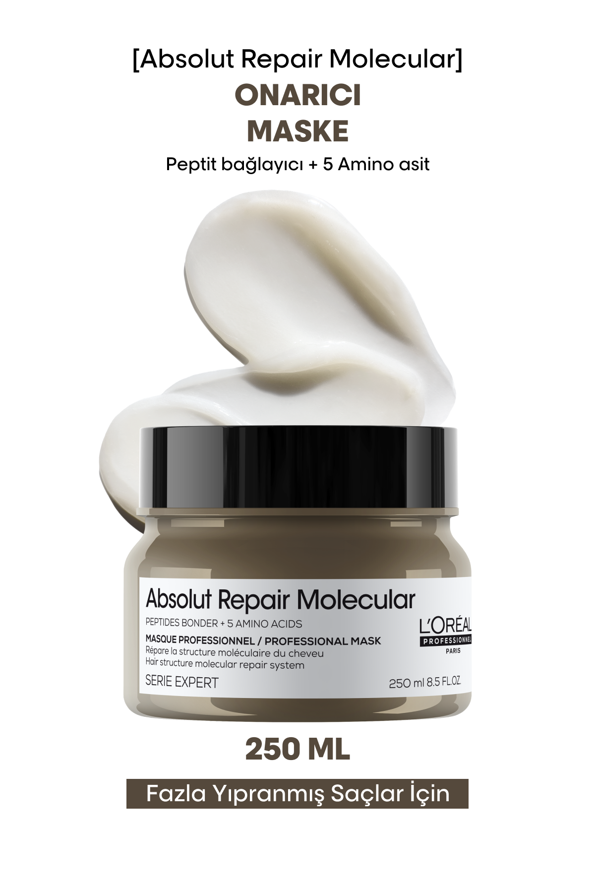Absolut Repair Molecular Tüm Yıpranmış Saçlar İçin Yoğun Onarıcı Maske 250 ml