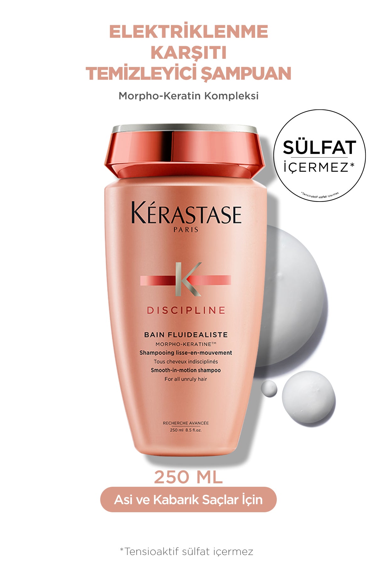 Kerastase Discipline Bain Fluidéaliste Sülfatsız Zor Şekillenen Saçlar Için Kontrol Sağlayan Elektri 3474636400195